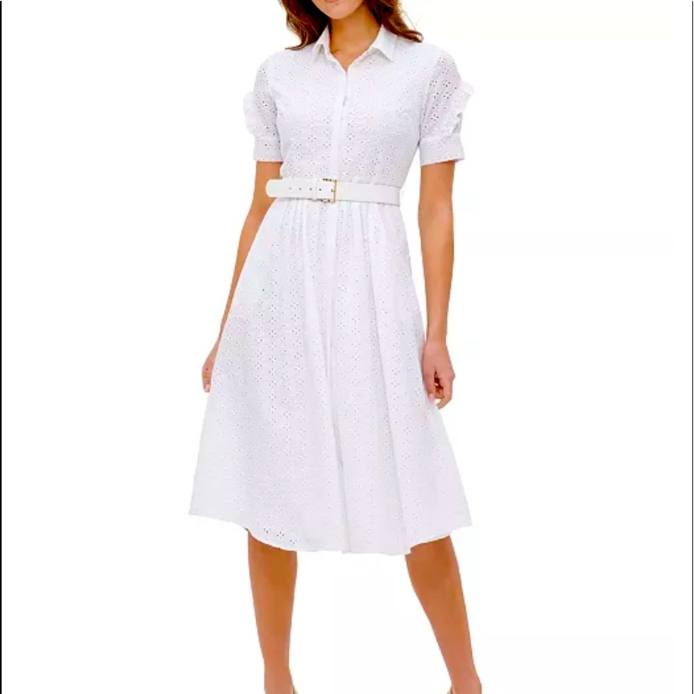 Tommy Hilfiger Embroidered Eyelet Short Sleeve Shirt Dress